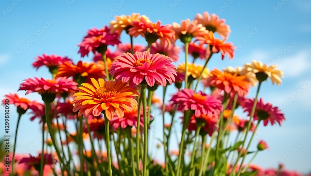 Colorful Zinnia Flowers in Sunlit Summer Garden - Ultra Wide Banner, Generative AI Colorful Zinnia Flowers in Sunlit Summer Garden - Ultra Wide Banner, Generative AI