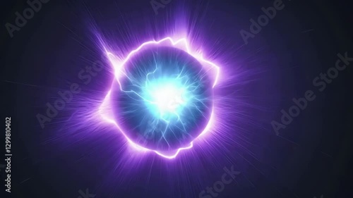 Glowing, Vibrant Energy Sphere Radiates Purple and Blue Light Against Dark Background, Creating Dynamic and Electrifying Visual Effect with Sense of Mystery and Intrigue