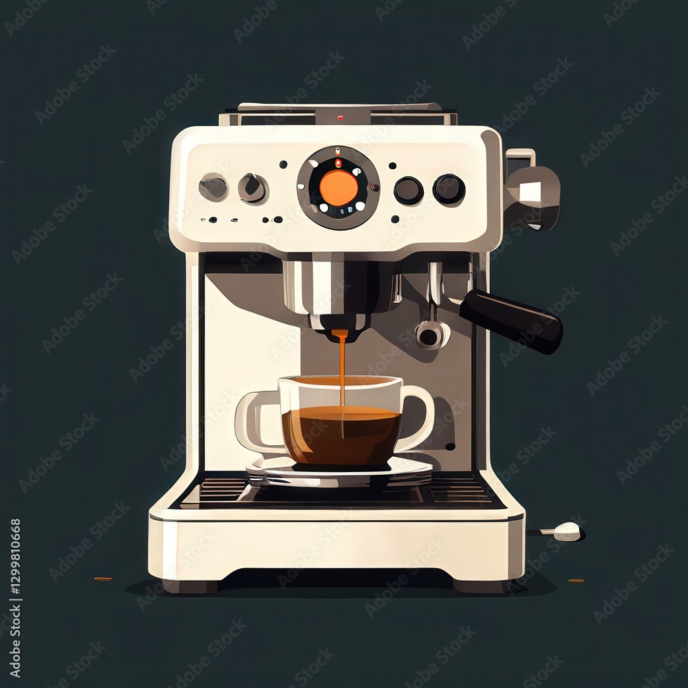 an AI Image Generator, Modern Coffee Maker With a Freshly Brewed Coffee