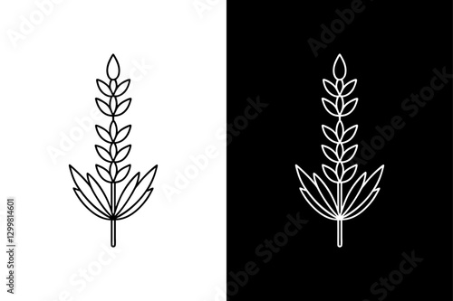 Hand-Drawn Lavender Icon. Clean & Modern Botanical Illustration