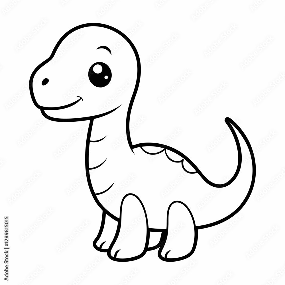 Fototapeta premium baby dinosaur drawing line art on white background