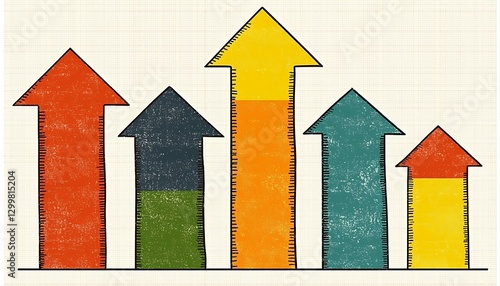 Rising Arrows Graph on Grid Background