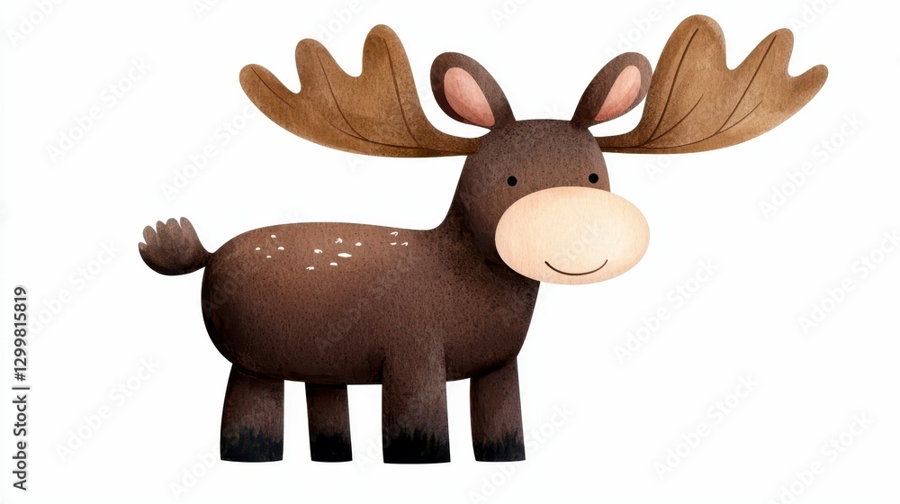 Adorable Moose Illustration Animal Character Wild Nature Forest Mammal Woodland Wildlife Design Artwork Adorable Moose Illustration Animal Character Wild Nature Forest Mammal Woodland Wildlife Design Artwork