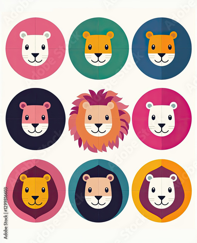 Colorful Cartoon Animal Heads