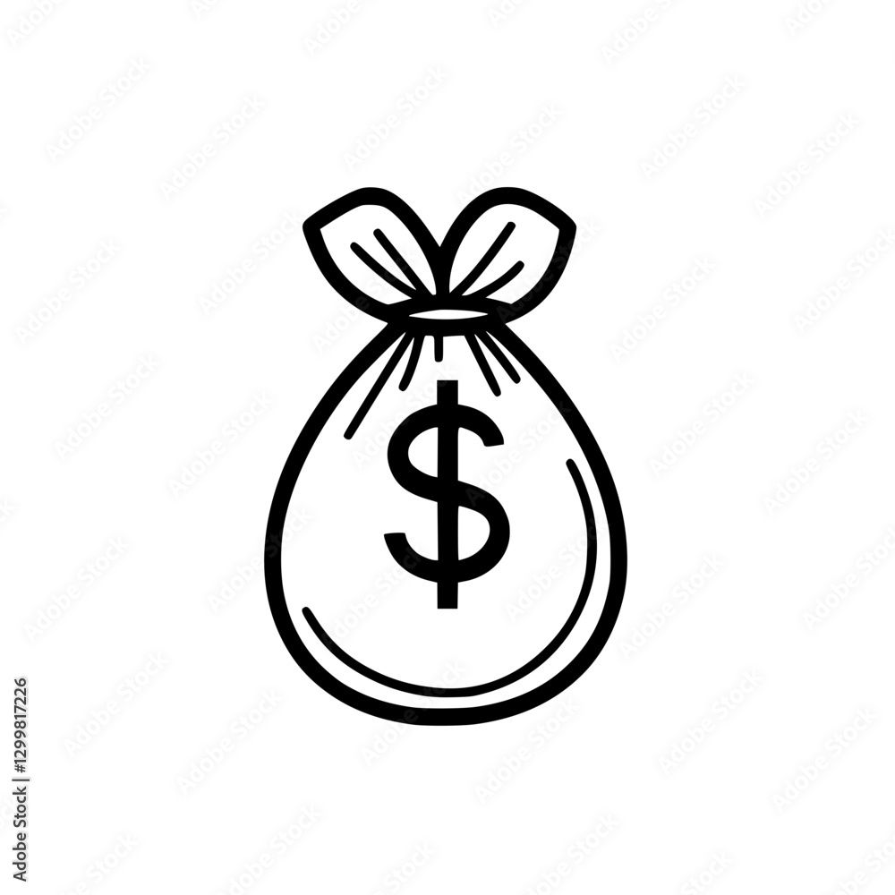Money Bag with Dollar Sign Icon Representing Wealth, Savings, Investment, and Financial Security Money Bag with Dollar Sign Icon Representing Wealth, Savings, Investment, and Financial Security