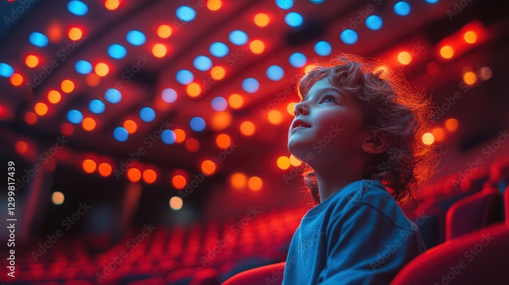 Parent watching child perform, pride and nervousness mixed, auditorium lighting Parent watching child perform, pride and nervousness mixed, auditorium lighting