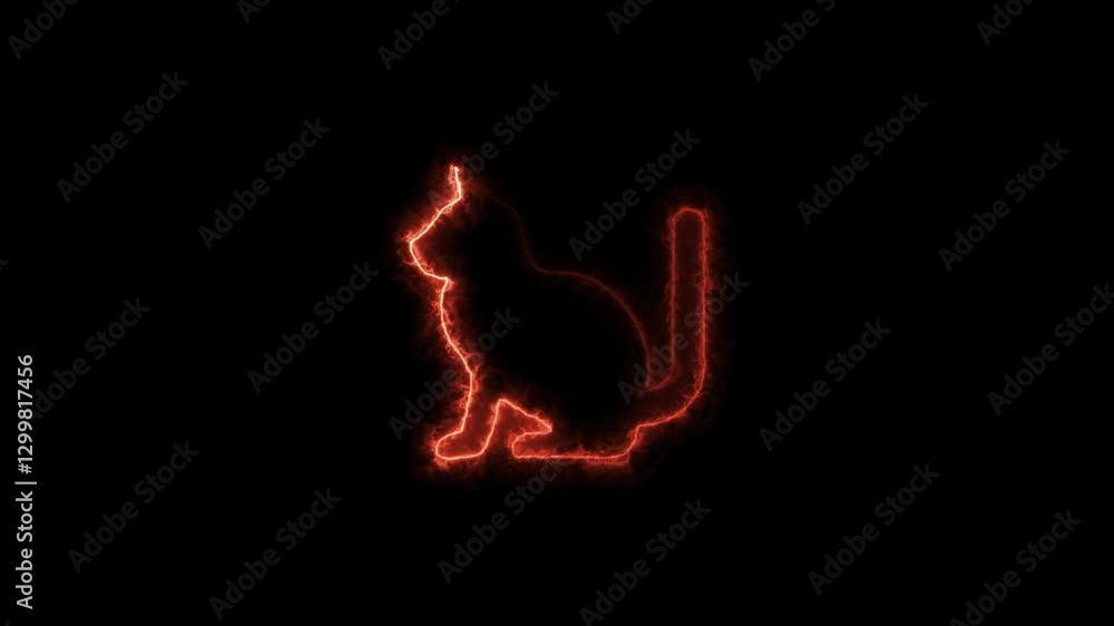 Glowing neon cat icon animation. Imagine a sleek, glowing neon cat icon outlined in vibrant electric blue and purple hues, set against a deep black background. Glowing neon cat icon animation. Imagine a sleek, glowing neon cat icon outlined in vibrant electric blue and purple hues, set against a deep black background.