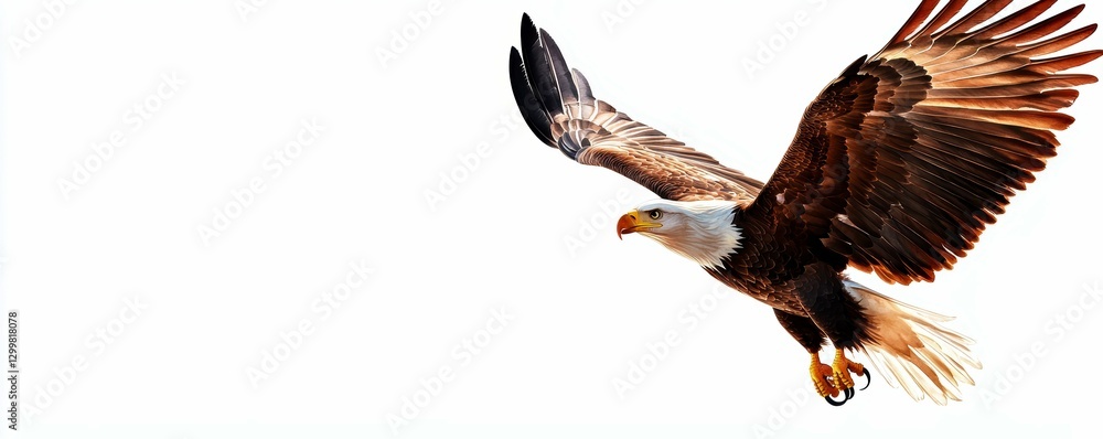 Fototapeta premium Bald Eagle Soaring Elegantly Through Open Sky Symbol of Freedom and Power Animal Symbolism