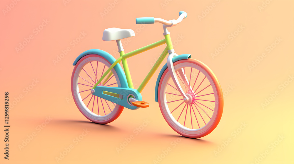 Fototapeta premium Bicycle isometric Cartoon 3D