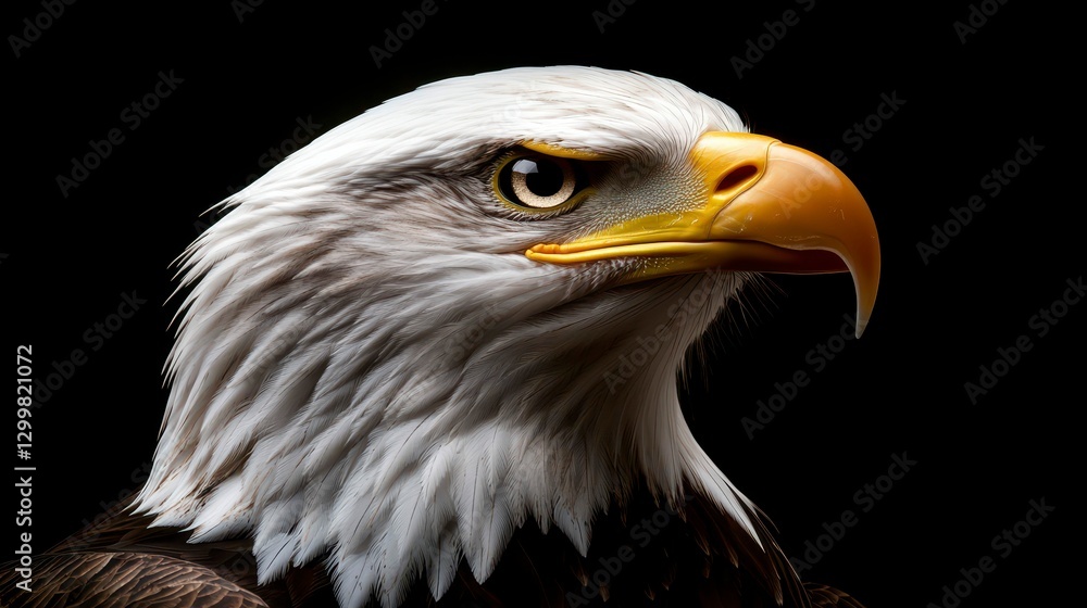 Fototapeta premium Striking Bald Eagle Portrait Against a Dark Backdrop