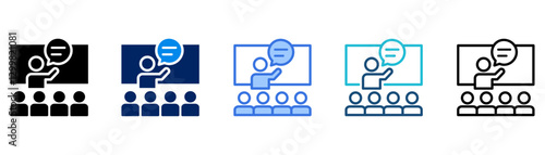 Seminar icon set different style collection