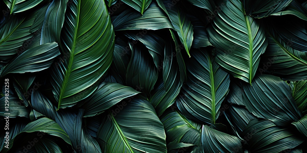 Fototapeta premium Black banana leaves in abstract dark art style Save to Library Download Preview Preview Crop Find Similar 