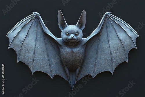 Bat Wings Spread, Isolated on Dark Backdrop