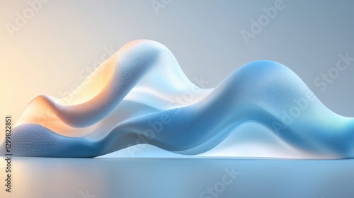 Abstract Wave Patterns in Soft Blue and Warm Beige Tones