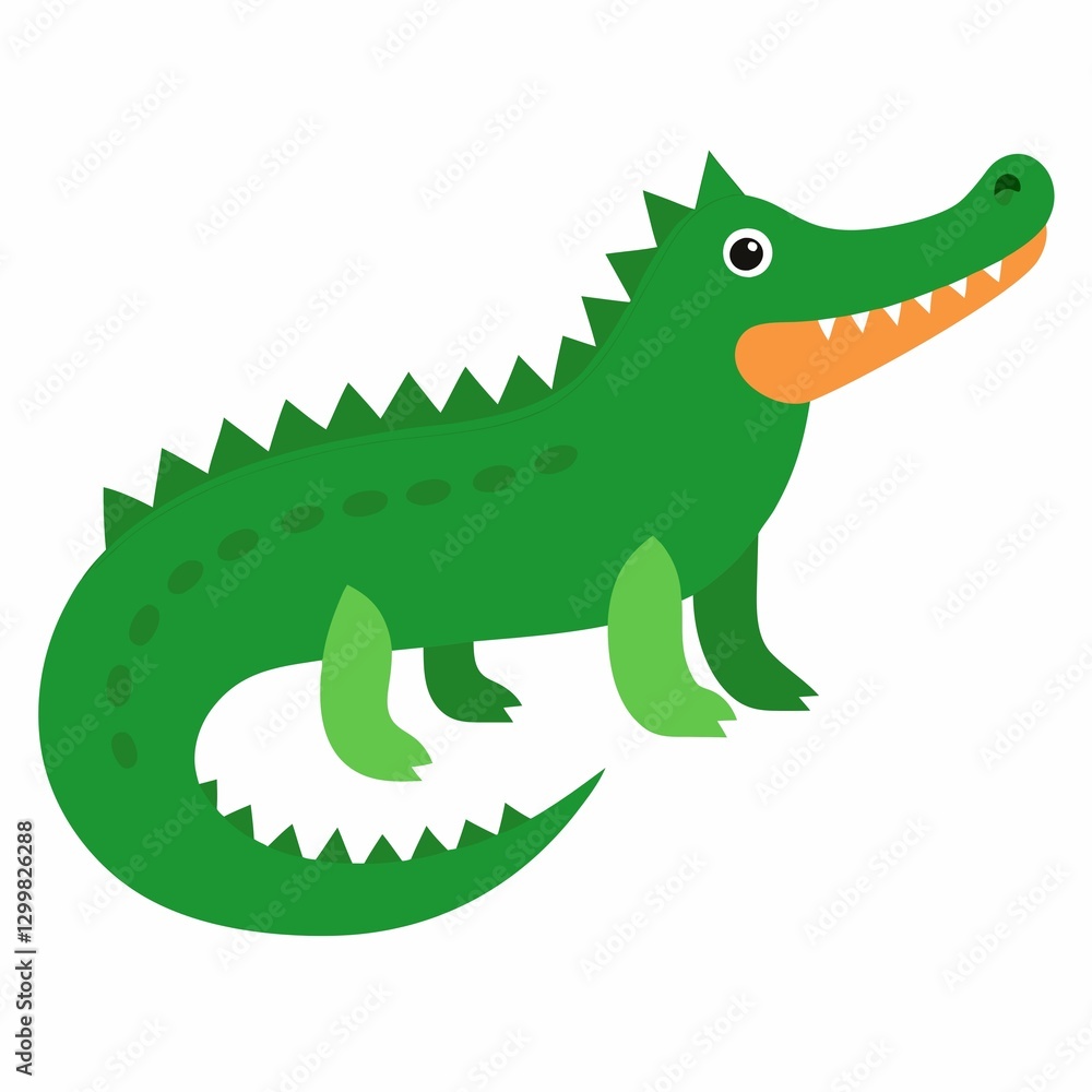 Fototapeta premium cartoon crocodile with a smile on white background