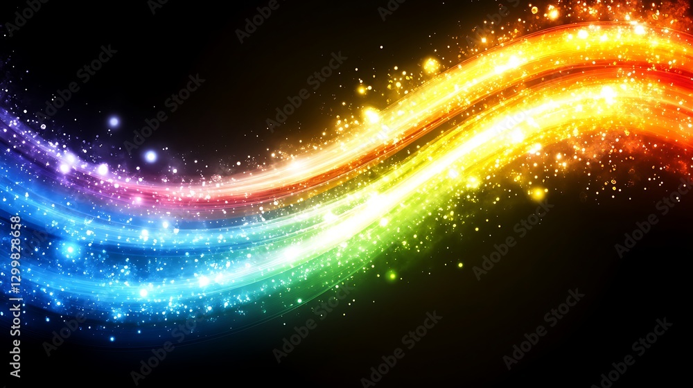 Fototapeta premium Rainbow Sparkles Swirling Light Trails Abstract Design