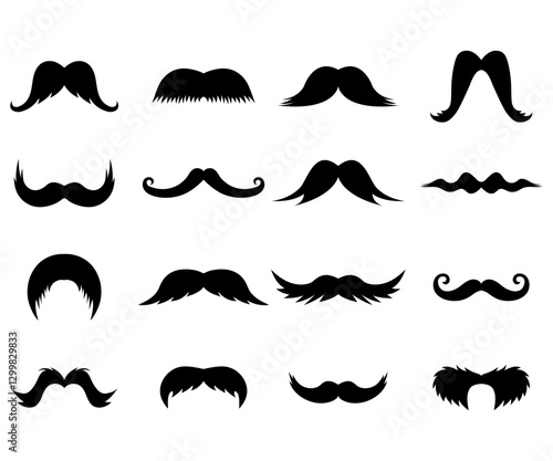 Mustaches styles set hand drawn collection