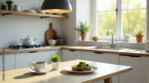 Wallpaper Mural Modern Scandinavian-Style Kitchen with Wooden Elements Torontodigital.ca