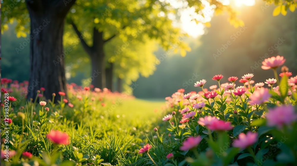 Obraz premium Misty Spring Blossom Garden