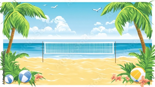 Dynamic Beach Volleyball Tournament Background Graphic photo