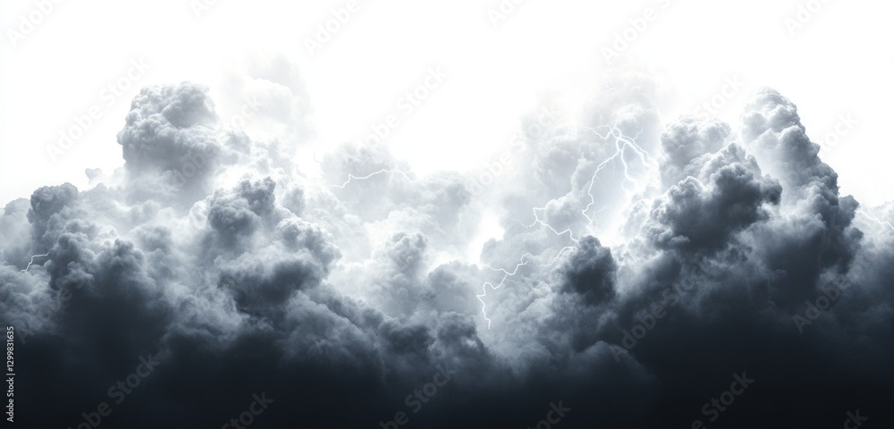 Obraz premium Dramatic dark storm clouds with lightning flashing through.