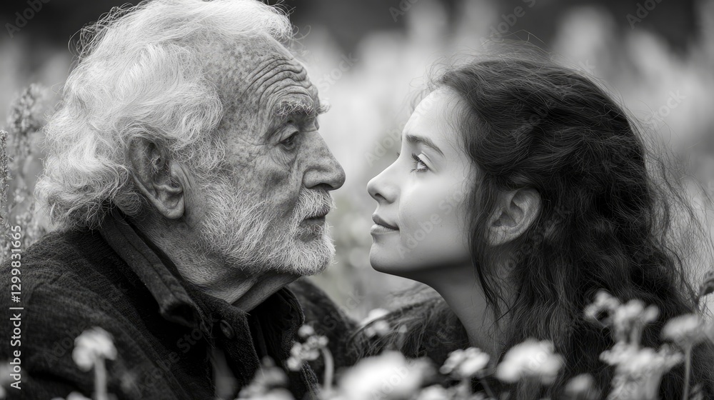 Obraz premium Adult child caring for elderly parent, love and worry combined