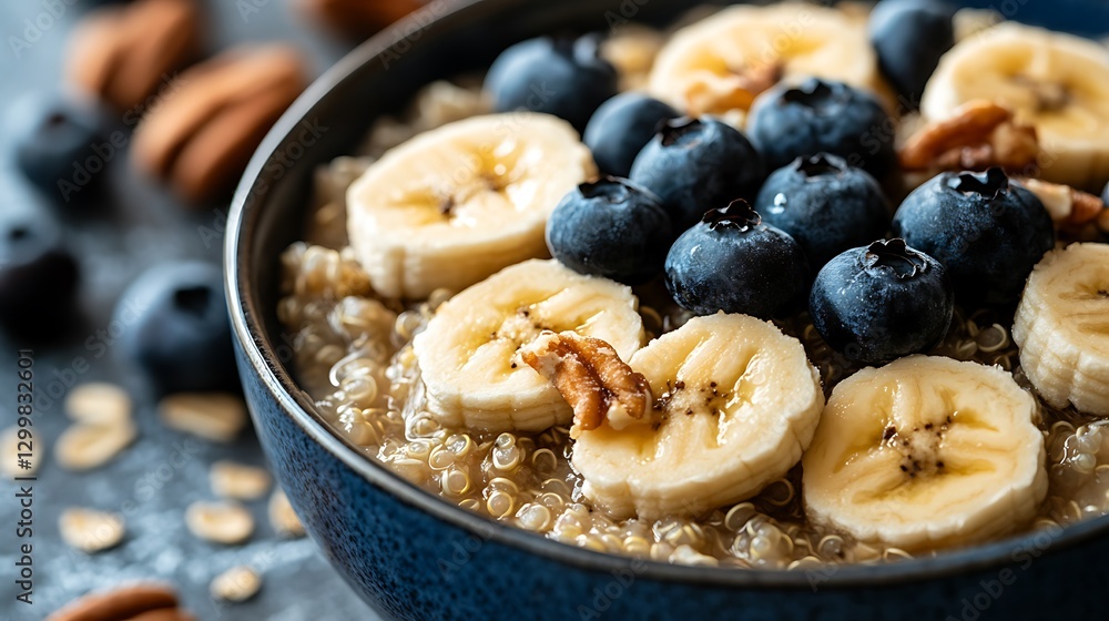 A Bowl Of Quinoa With Fresh Fruit and Nuts A Bowl Of Quinoa With Fresh Fruit and Nuts