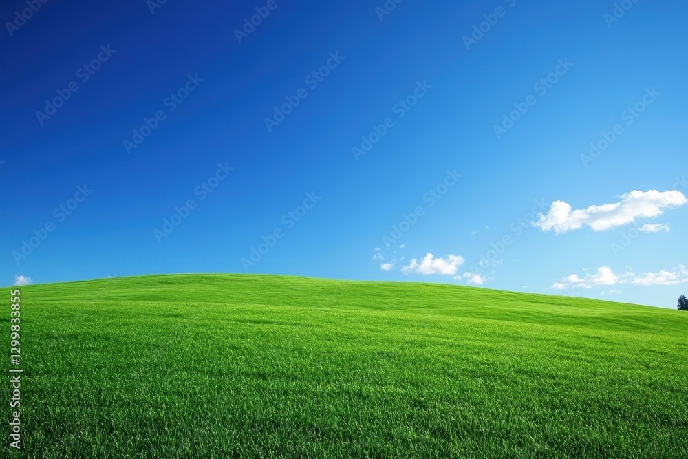 Rolling green hills under a vibrant blue sky. Perfect for illustrating nature, serenity, or environmental themes. Rolling green hills under a vibrant blue sky. Perfect for illustrating nature, serenity, or environmental themes.