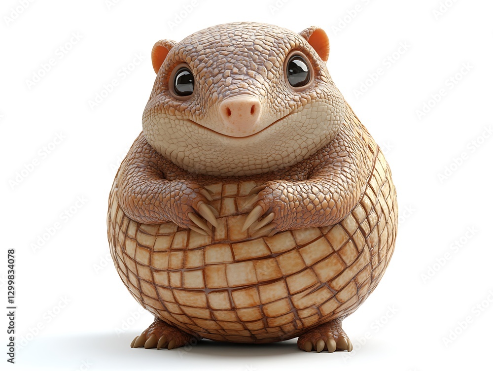 Cute cartoon creature posing studio digital art white background Cute cartoon creature posing studio digital art white background