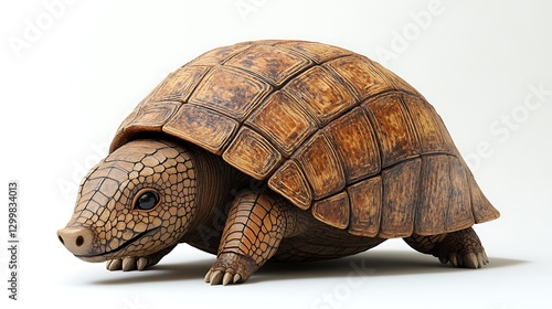 Artistic wooden tortoise sculpture studio 3d model neutral design