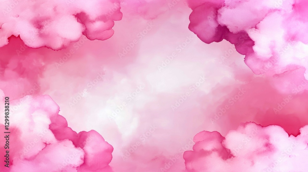 Fototapeta premium Pink Watercolor Cloudscape Abstract Background Design