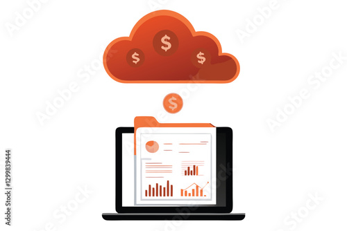 Create a vibrant illustration depicting simplified digital tax filing, showcasing a cloud-based system with secure data transfer.  Include relevant icons and a friendly, approachable style.