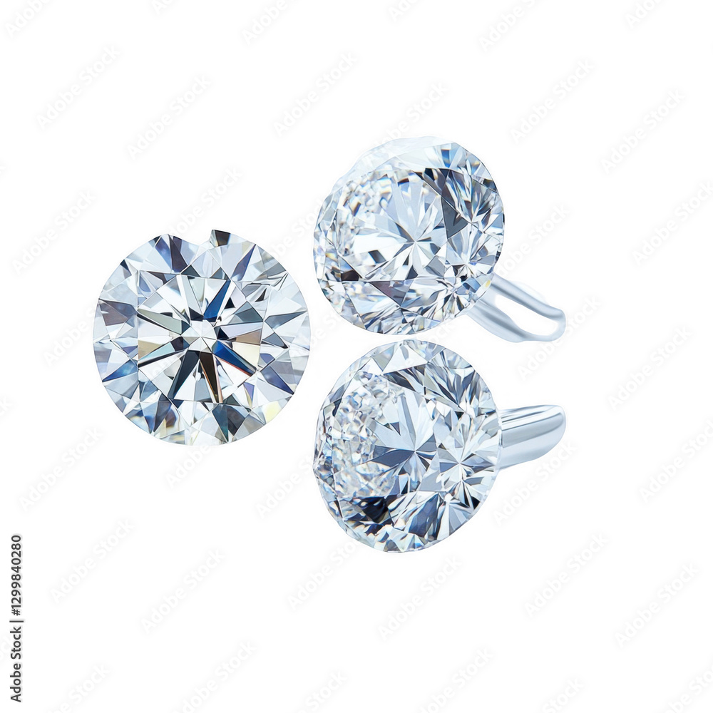 Sparkling Clear Diamonds on White Background Displaying Elegance Sparkling Clear Diamonds on White Background Displaying Elegance