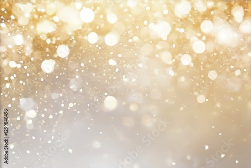 Golden and White Abstract Background with Glittery Bokeh Dots and Dreamy Ethereal Quality