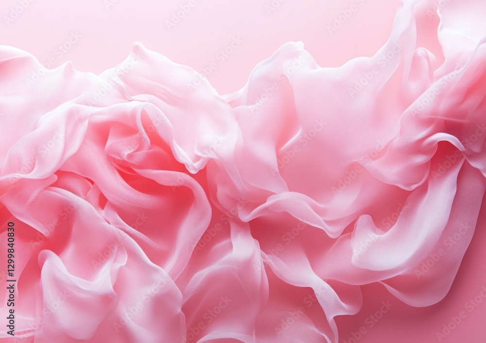 Fototapeta premium Draped pink fabric with soft waves and folds.