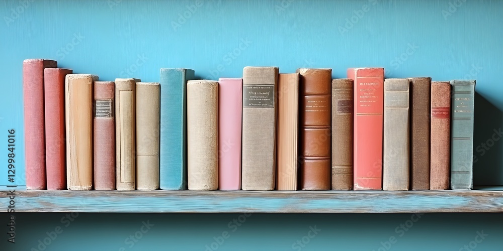 Naklejka premium A Collection of Vintage Books on a Rustic Shelf