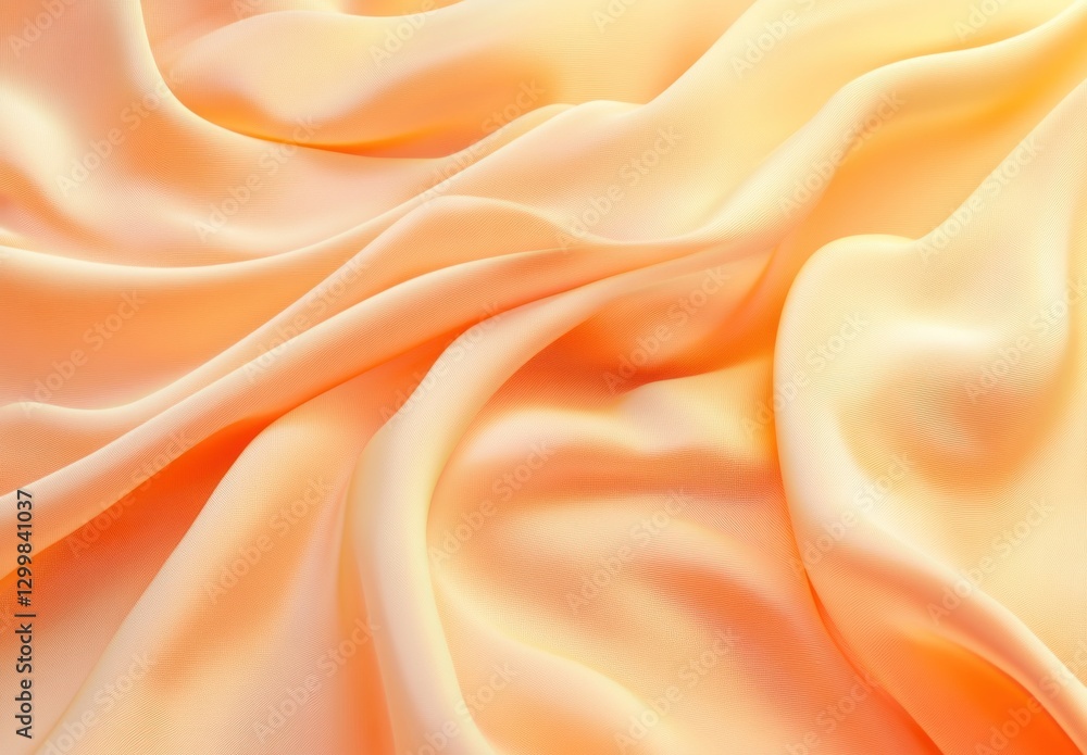Obraz premium Draped peach silk fabric texture background.