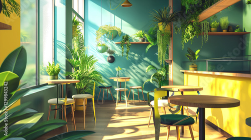 Eco-Friendly Office Break Area Illustration - エコフレンドリーなオフィスの休憩スペースイラスト