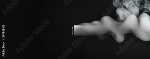 Ethereal Cylinder Emitting Swirling White Vapor Against Dark Backdrop Mysterious Atmospheric Display