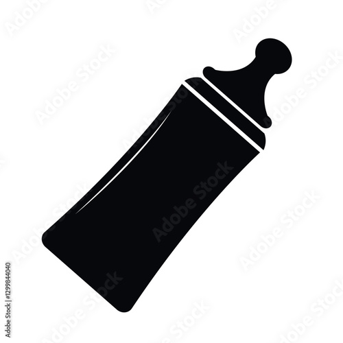 Baby milk bottle icon, baby milk bottle silhouette vector in trendy flat style illustration isolated on white background.