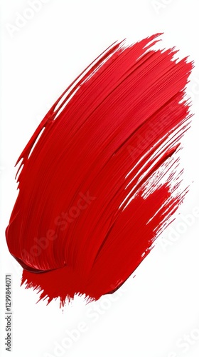 Red Stroke Impression Bold Abstract Artistic Acrylic Paint Canvas Design Backdrop Modern Expression photo