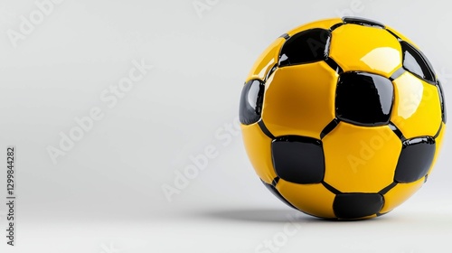 Yellow and Black Soccer Ball Ready for an Exciting Match on a Plain Field Sport Equipment Piece