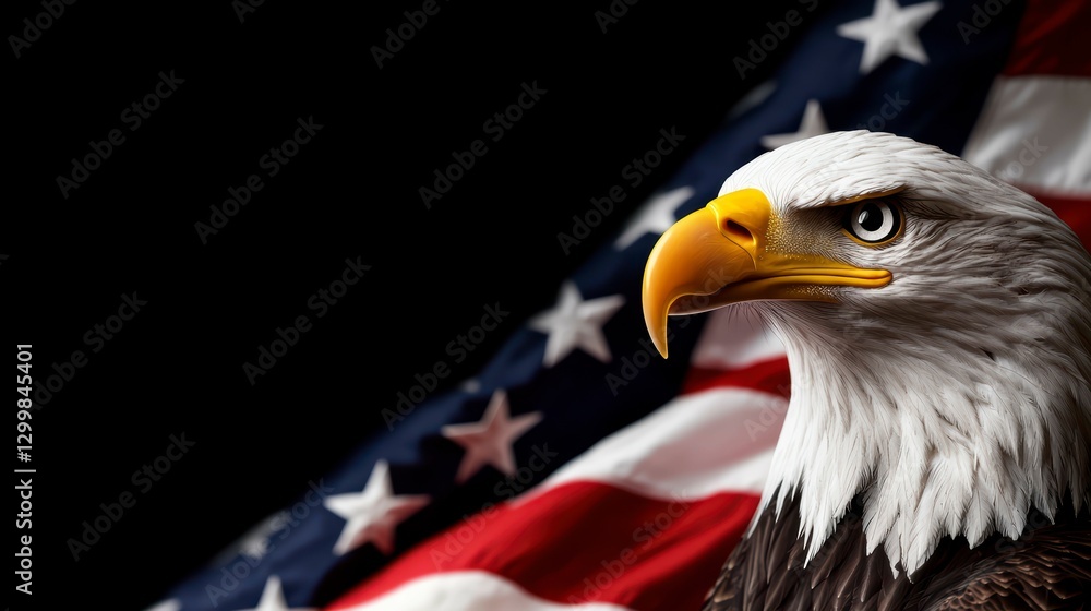 custom made wallpaper toronto digitalAmerican Bald Eagle Profile Against US Flag Background
