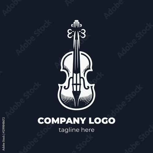Creative violin emblem design for music studios and performance venues showcasing timeless string instruments orchestral traditions and melodic identity