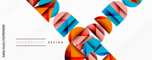 Abstract geometric pattern with intersecting circles and triangles in gradients. The high-contrast composition creates depth and a dynamic, modern aesthetic