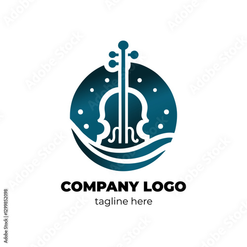 Minimalist violin logo ideal for musicians, music stores, and sound studios showcasing a modern string instrument icon with artistic curves and symphonic vibes for branding and marketing