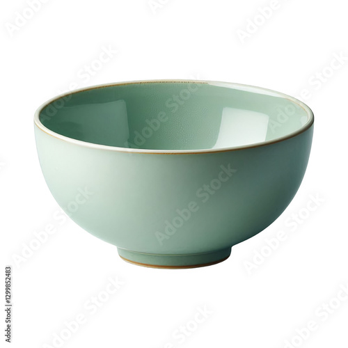 Empty caramic celadon bowl isolated on transparent background