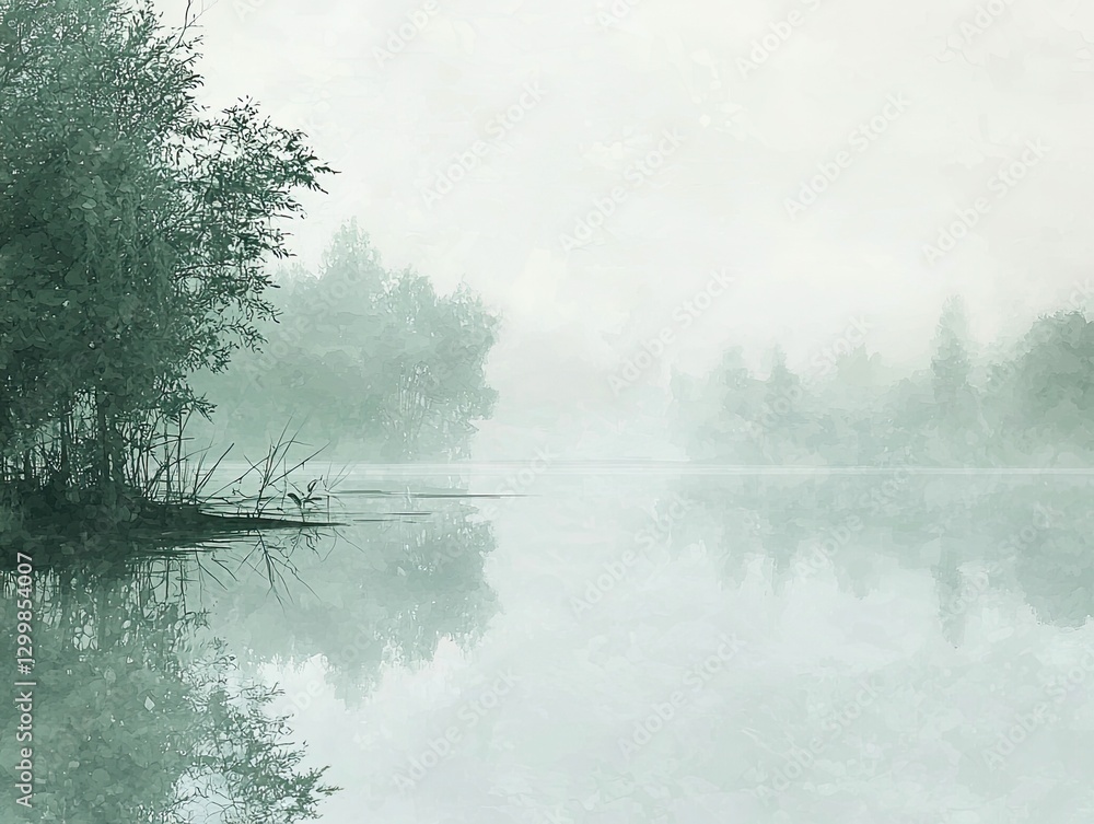 Fototapeta premium Soft oil painting of a nature landscape