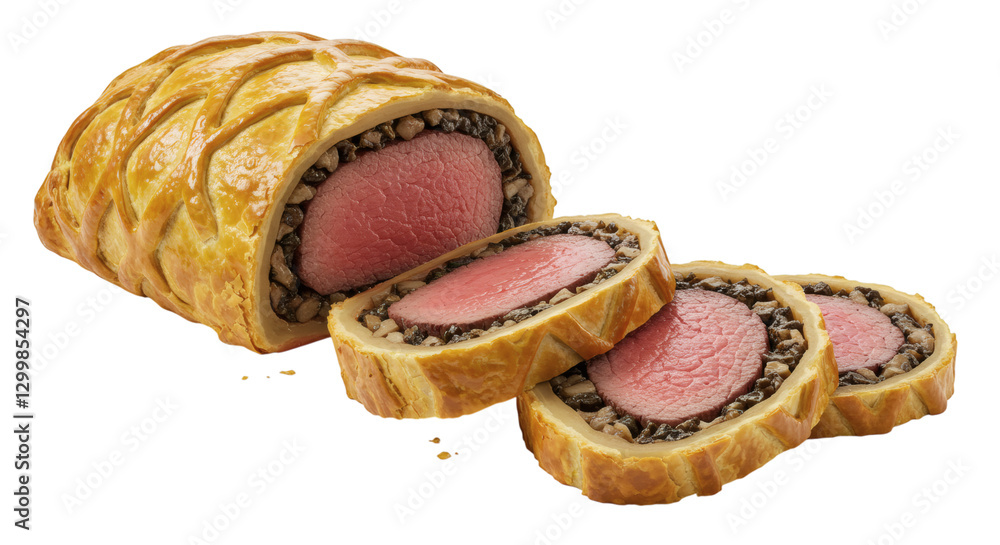 Beef Wellington: A Culinary Masterpiece. Isolated on Transparent Background. Beef Wellington: A Culinary Masterpiece. Isolated on Transparent Background.