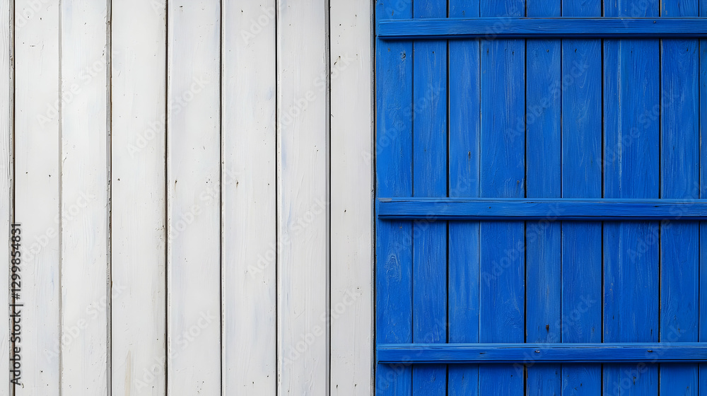 Abstract Composition Of Blue And White Painted Wooden Panels Showing Vertical Lines Abstract Composition Of Blue And White Painted Wooden Panels Showing Vertical Lines